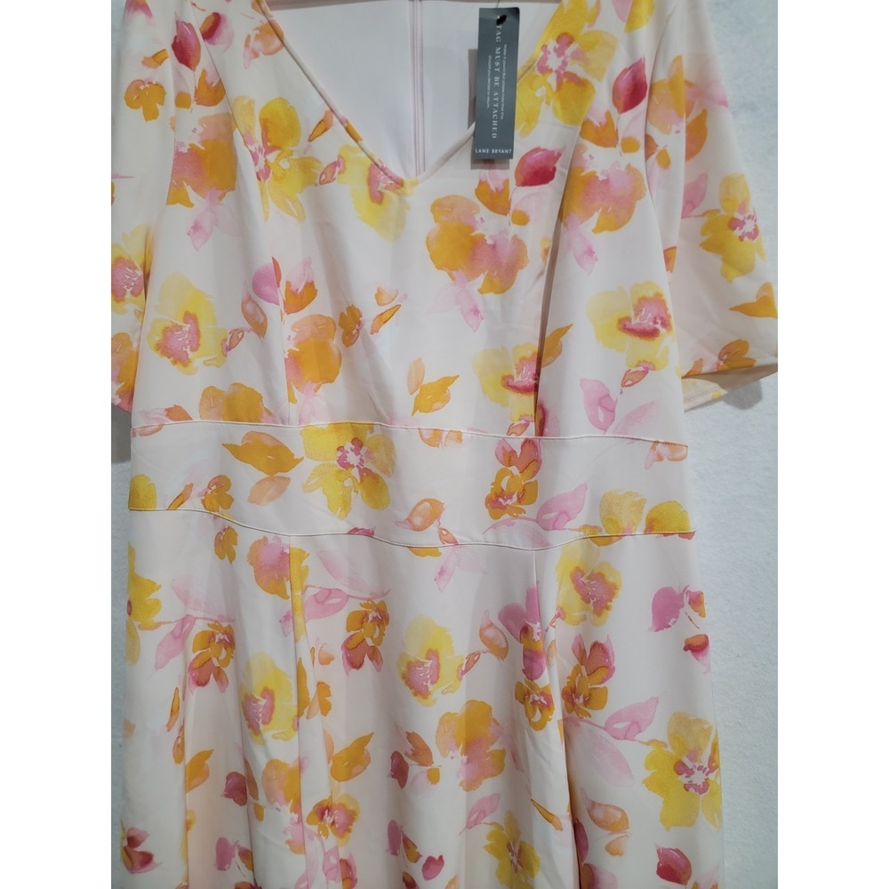 Lane Bryant Plus Sz 24‎ NWT V-Neck Lena Floral Fit & Flare Midi Dress Belted - Picture 4 of 14